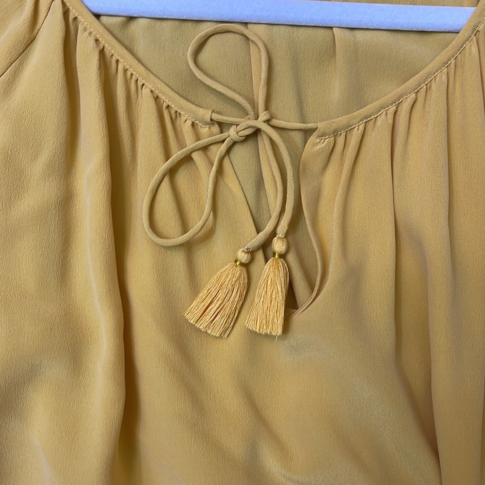 Sézane Alena Silk Peasant Blouse Sunset Saffron Yellow - Picture 8 of 9